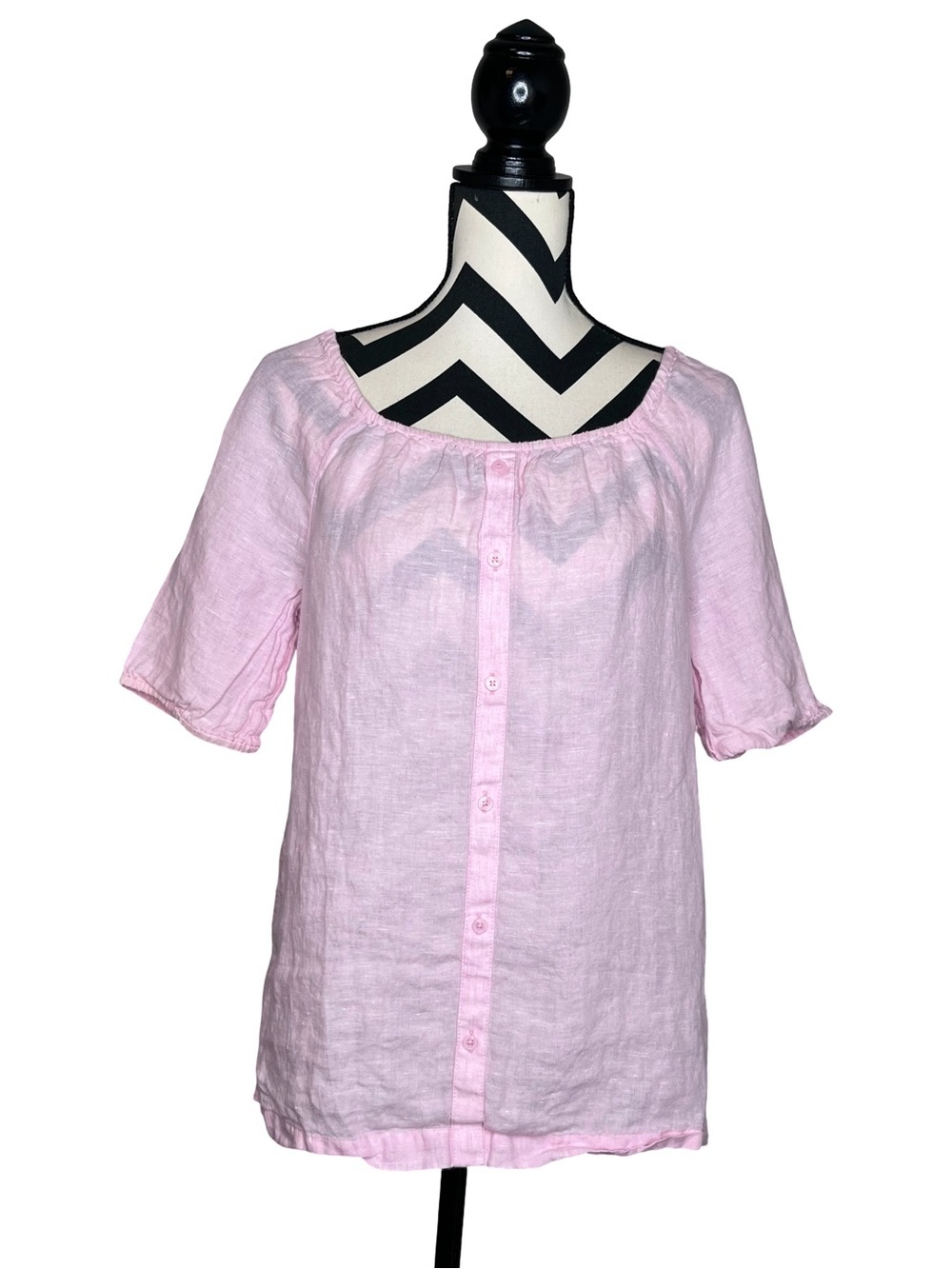 Talbots 100% Linen Short-Sleeve Button Front Blouse Sz XS